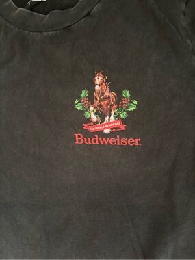 Budweiser Black Crewneck with Horse & Holly Graphic